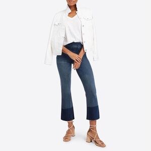 SPANX - Cropped Flare Jeans with Raw Hem - Medium Wash